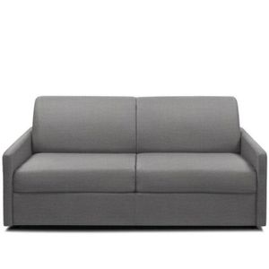 PARADISO Canapé convertible OUVERTURE RAPIDO - Epaisseur 14 cm - Tissu gris silver - L 140 cm
