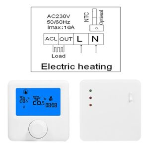 THERMOSTAT D'AMBIANCE Thermostat numérique sans fil RF Omabeta - Blanc -