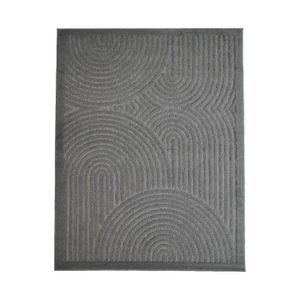 TAPIS D’EXTÉRIEUR NEW AGE DECO - Tapis pour intérieur et extérieur motif art déco en relief gris 120 x 170 cm