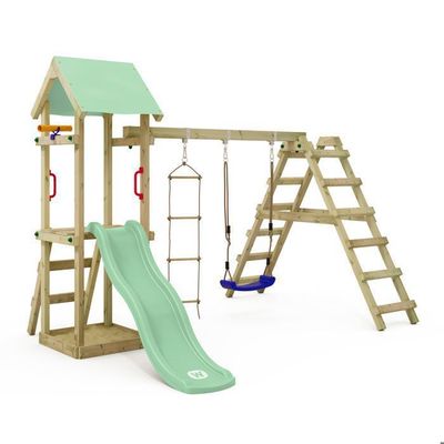 Axi Cody Aire De Jeux En Bois, 2 Balançoires, Toboggan Tubulaire Et Double Toboggan Vert | Maisonnette Xxl Pour Enfants Avec Structure D'Escalade Et | Leroy Merlin
