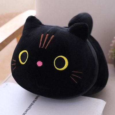 La Peluche du Chat Noir | Jouets de Animale à Chat Noir Mignon, 30 cm / 11,81 Pouces Ornement canapé Animal en Peluche, Moelleux pour Salon, Chambre à