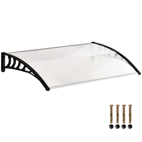 Auvent Porte D'Entrée 240x100cm Polycarbonate Avec Gouttière - Protection Pluie UV Neige - Support ABS Robuste