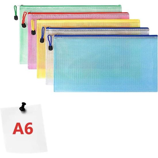 Lot De 10 Pochettes A4 Zippées Transparentes – 5 Couleurs, PVC, Avec Anneau, Pour Rangement Bureau/voyage