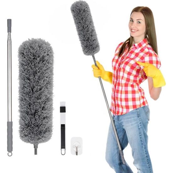 Plumeau Télescopique Rseuphiee - Jusqu'à 2,8 M - Microfibre Lavable - Pour Coins Hauts Et Toiles D'araignée