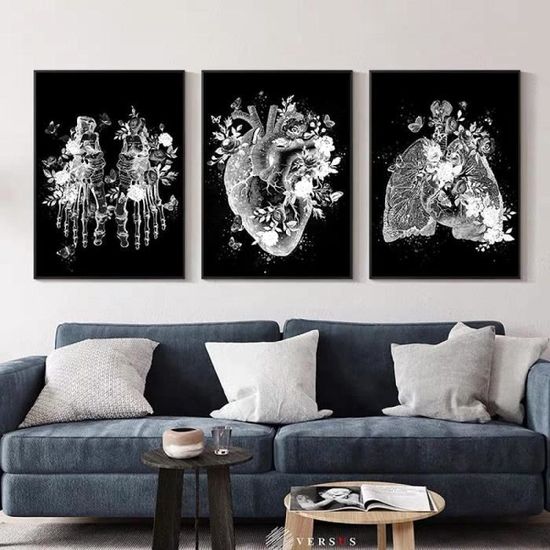 KEMEIQI Affiches Et Impressions D'ailes D'ange Dorées, Tableau Mural Noir Et Blanc, Peinture Sur Toile, Décoration Esthétique Pour Salon, Maison, 80 X 120 Cm, Sans Cadre