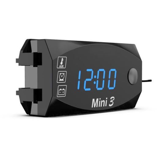 Voltmètre Moto 3-en-1 LED Akozon - Voltmètre, Thermomètre, Horloge, Étanche IP67, 6V-30V, Affichage Clair Pour Conduite Sécurisée