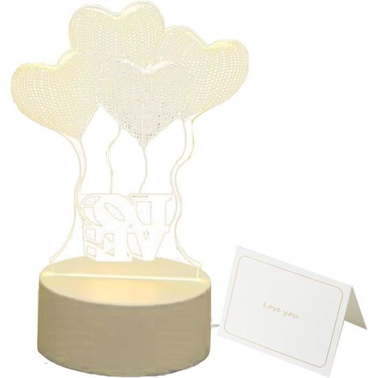 Veilleuse LED Cœur 3D LOVE - 16 Couleurs, Télécommande, Cadeau Romantique Saint-Valentin