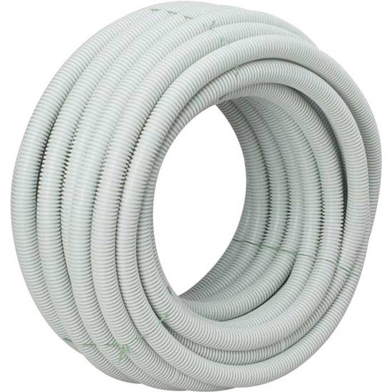 Tuyau Flexible EN32 Unitec 404031 - 10 Mètres - Gris - Classification 2221 PVC Ignifuge - Pour Installations électriques