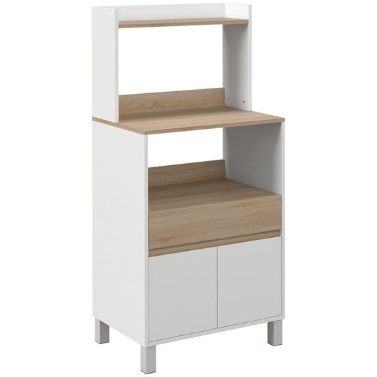 Cuisine Equipee Complete Meuble Micro-Ondes HOMCOM 90x40x82cm - Buffet Cuisine Blanc, Rangement Multifonction Buffet Salle à Manger Avec Tiroir Et Portes