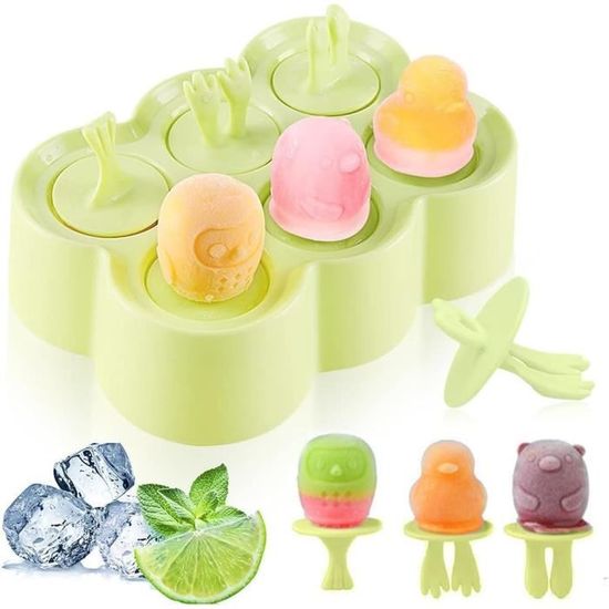 Moule à Glace Silicone 6 Cavités Avec Bâtonnets - 2 Formes (carré Et Cylindrique), Entonnoir Et Brosse Inclus - Réutilisable, Supporte -40°C - 4