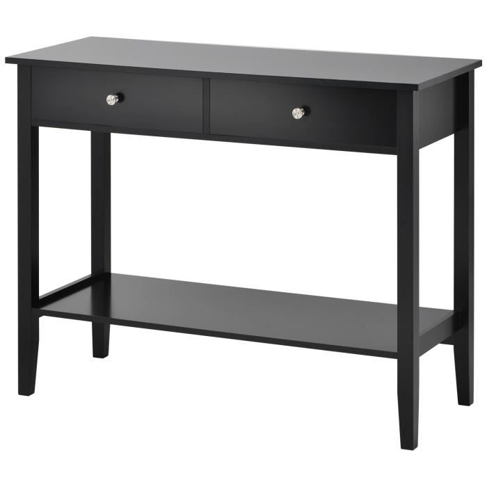 Table console Fortuna Lai,rectangulaire,avec 2 tiroir,100x40x80cm,contemporain,Noir,bois