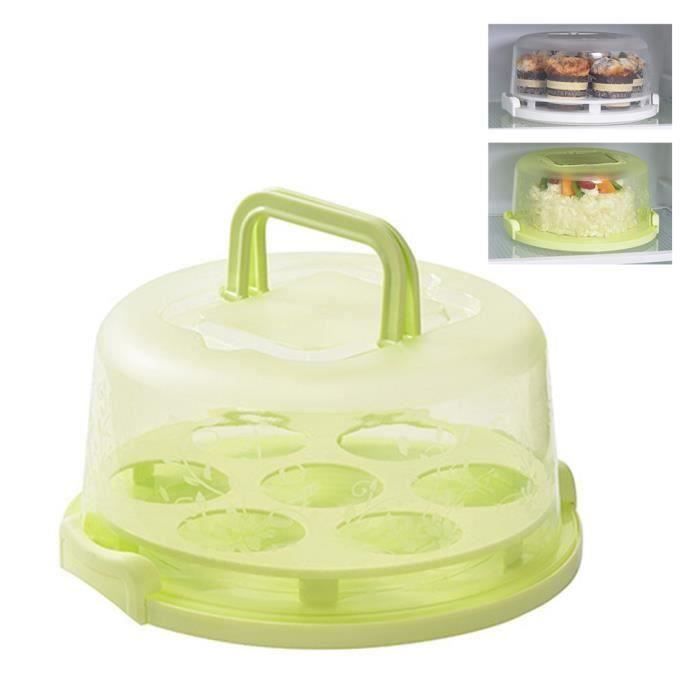 Moule à gateaux Couverture de support de gâteau avec couvercle plat de service à dessert Porte-cupcake,vert