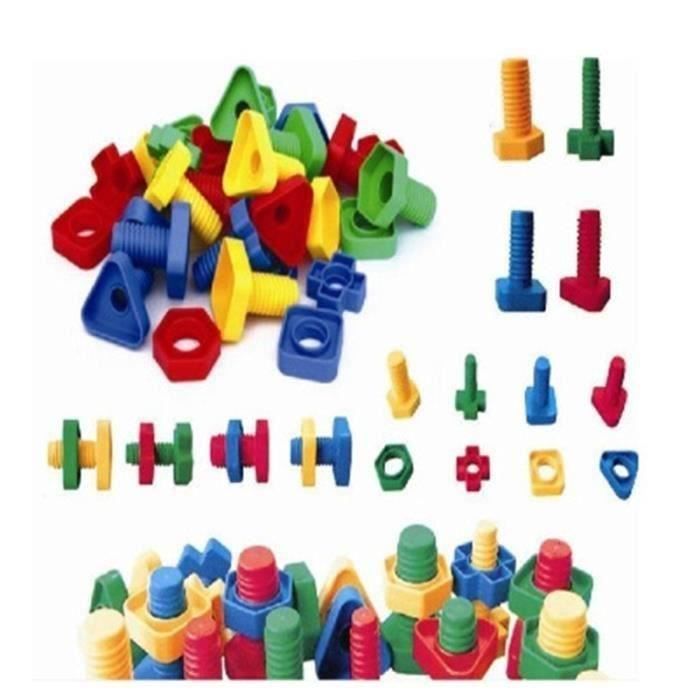 1 Sac Bloc de Construction Vis à Écrou en Plastique Jouet Assemblage Apprentissage Cadeau Pour Enfant Bébé