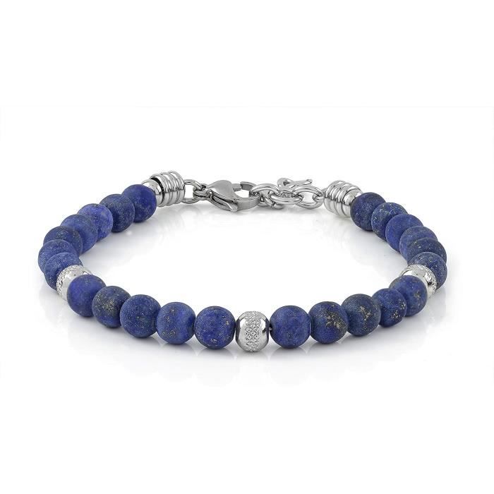 BRACELET GOURMETTE JONC Bracelet 10:10 Bracelet avec pierres naturelles de lapis lazuli 6 mm, perles en acier inoxydable, bracel1291