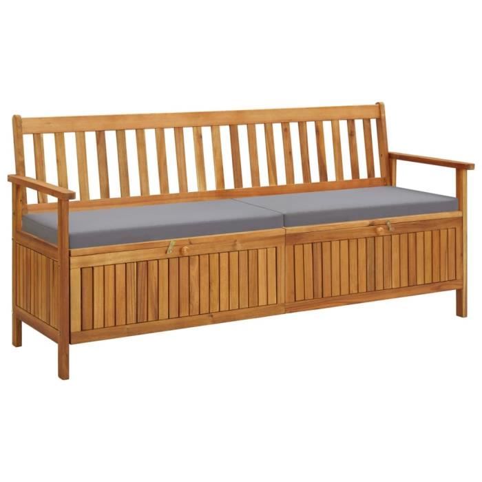 Style Essentiel- Banc avec Espace de Rangement, Banquette de jardin, Siège, Coffre de Rangement, avec coussin 170 cm Bois d'a ®2899®