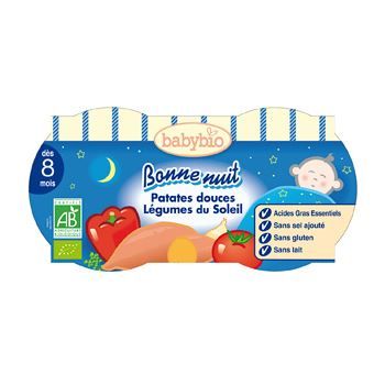 Babybio - Bol Bonne Nuit Patate douce Légumes - Bio - 2x200g - Dès 8 mois
