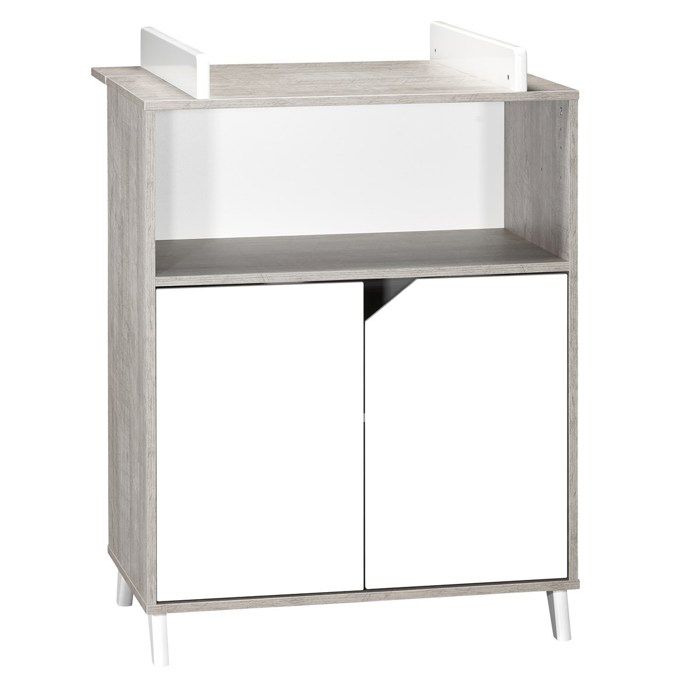 Babyprice - SCANDI GRIS - Commode 2 Portes et 1 Niche