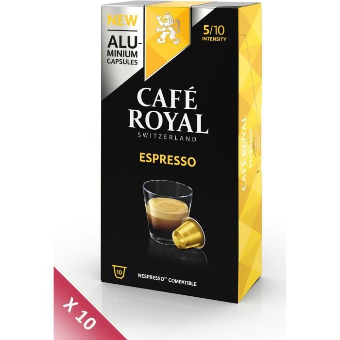 Lot de 10 CAFE ROYAL compatible Nespresso Alu Espresso x10