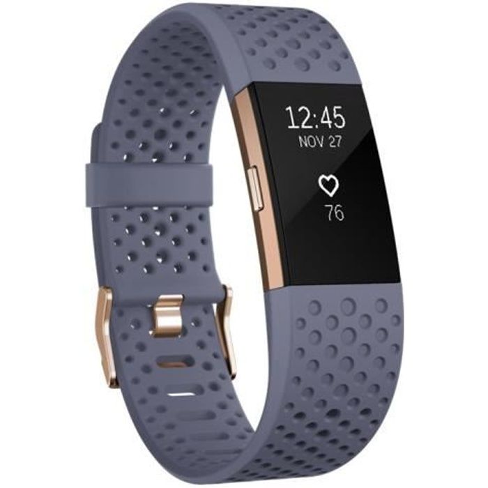 Fitbit Charge 2 Special Edition rose or suivi d'activités avec bande gris bleu S monochrome Bluetooth 32 g