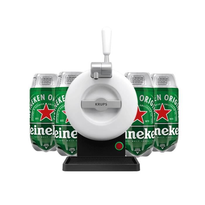 Les5CAVES - Tireuse à bière Starter Krups The SUB Classique Blanc - Compatible avec les Fûts 2L The SUB + 4 fûts Heineken Torp 2L
