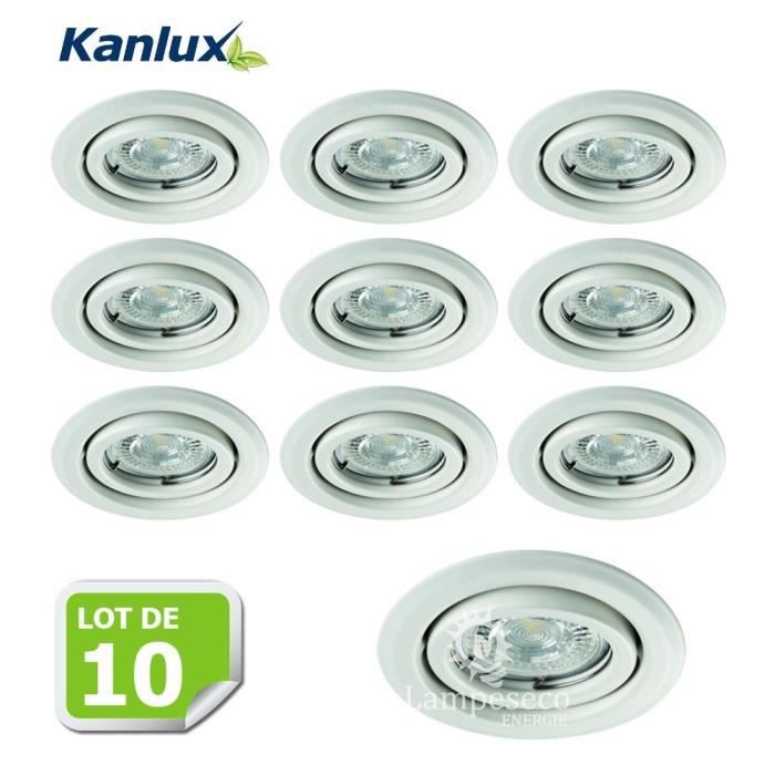 Lot de 10 Fixation de spot encastrable orientable blanc D99mm marque Kanlux ref 26795