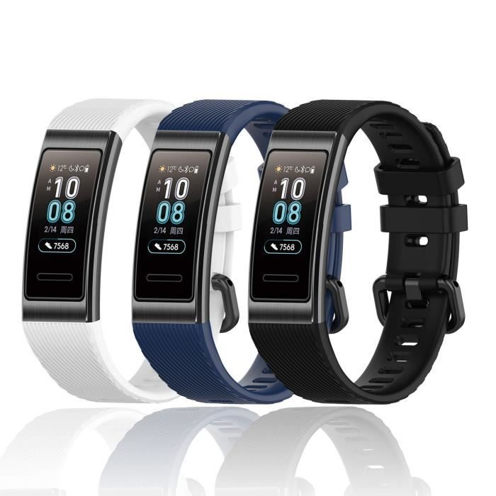3pcs Bracelets pour Huawei Band 4 Pro/Band 3 Pro/Band 3 Bracelets de rechange en silicone multicolore, respirant et doux
