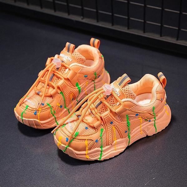 Chaussures enfants lumineuses,Enfants chaussures colorées filles baskets gar?ons chaussure lumineuse enfants Pu maille course forma