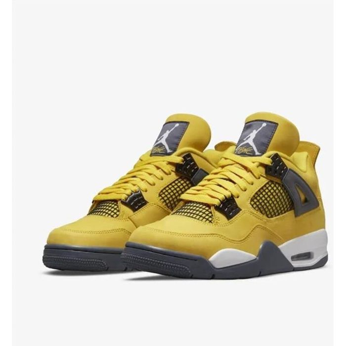 Air-Jordan 4 Retro Tour Yellow Femme Homme Chaussures de Basket AJ4 Jaune Pas Cher