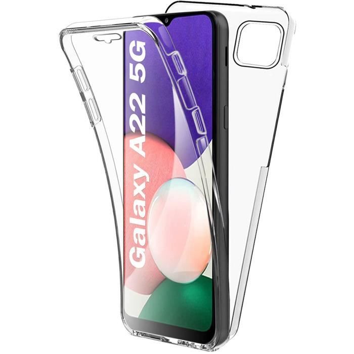 Coque pour Samsung Galaxy A22 5G,Protection intégrale Avant + Arrière en Rigide, Housse Etui Pochette Tactile Protection 360