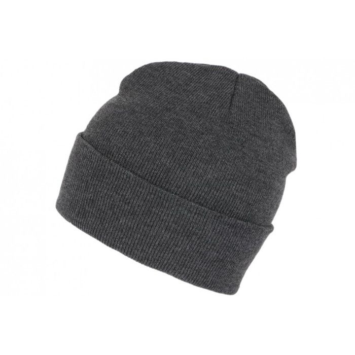 Bonnet Gris Fonce Tendance et Confort en Laine avec Revers Eric - Taille unique - Gris