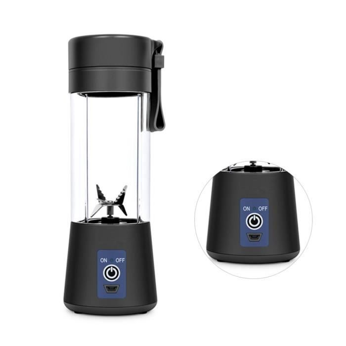 USB Rechargeable Portable Easy Blender Mini Juicer Multi-Function USB Charge Juice Cup Fruit Electric Juice Mixing Cup, noir