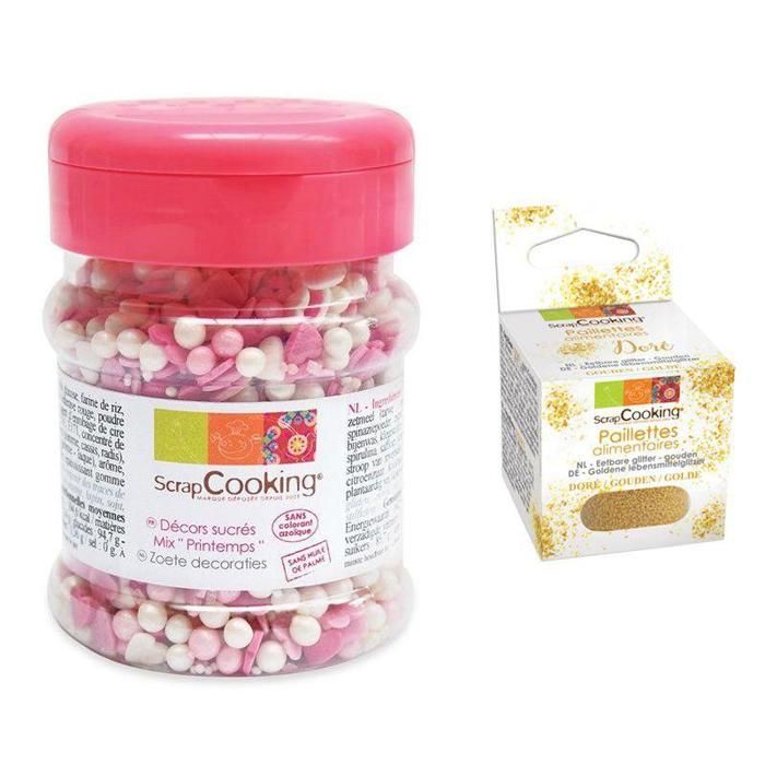 Décors sucrés Printemps + paillettes dorées