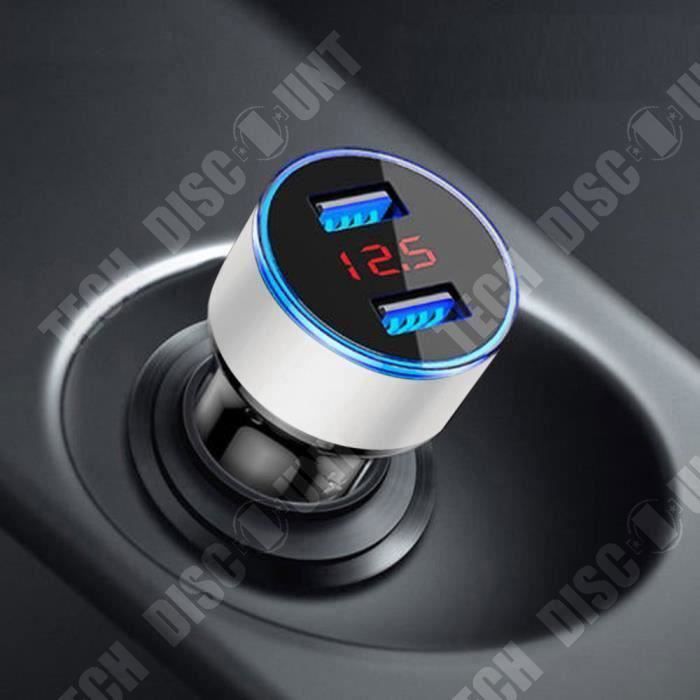 TD® Chargeur de voiture en alliage d'aluminium multifonction-Double USB Chargeur allume-cigare avec écran LCD-équipement auto