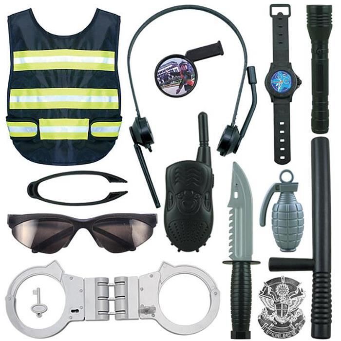1 Set Cosplay Jouets Durable Drôle Éducatif Tout Équipé Réaliste Police Costume Détective Tenues pour Garçon Enfants ETAI