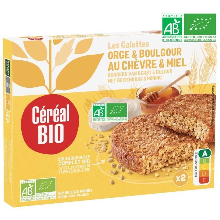CEREAL BIO Galettes de céréales cuisinées à base d'orge, boulghour, fromage de chèvre et de miel Bio - 200 g