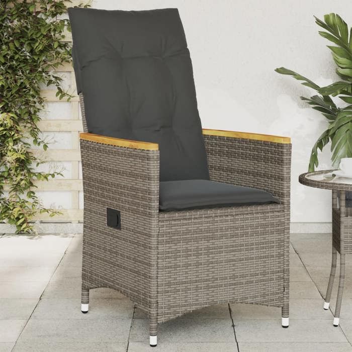 vidaXL Chaise inclinable de jardin avec coussins - vue 3