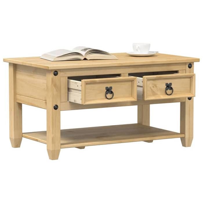 vidaXL Table basse avec tiroirs Corona 85x50x45 cm bois de pin massif table dappoint table de salon table daccent bout 4002772