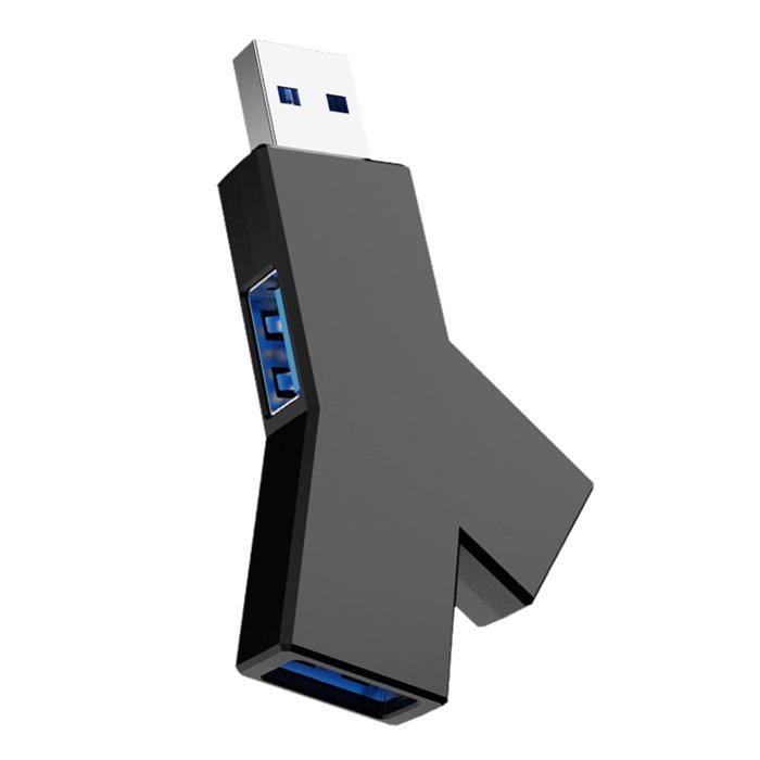 Hub USB 3 Ports (1 USB 3.0 + 2 USB 2.0) | Transfert Rapide Jusqu'à 5 Gbit/s | Compatible PC, Clavier, Souris | Lot De 2 (Noir) - 7