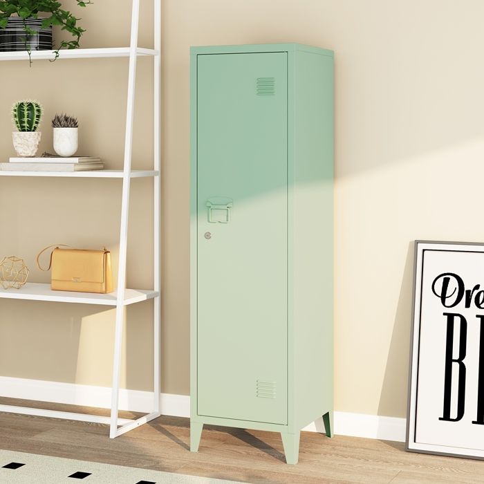 Armoire à casier Kurikka métallique vérouillable 137 x 38 x 38 cm vert pastel