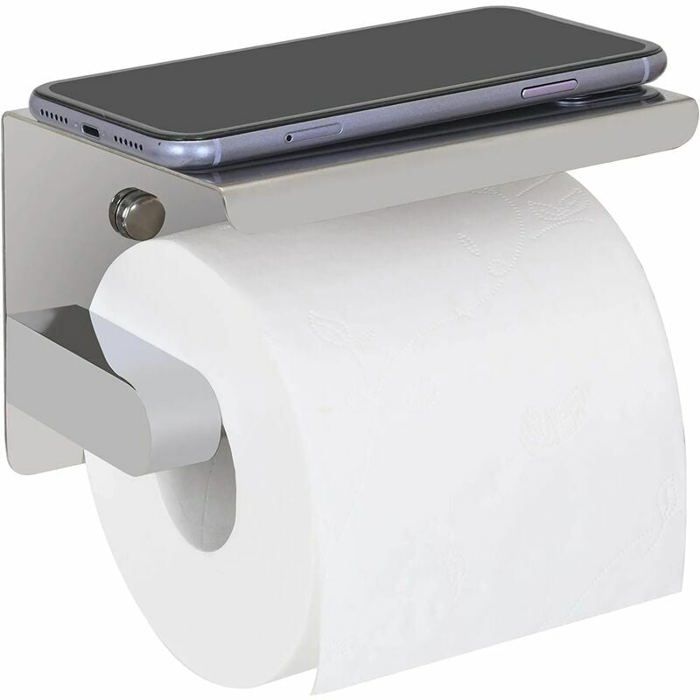 Porte Papier Toilette Mural Gris - Acier Inoxydable, Fixation Vis, Salle De Bain