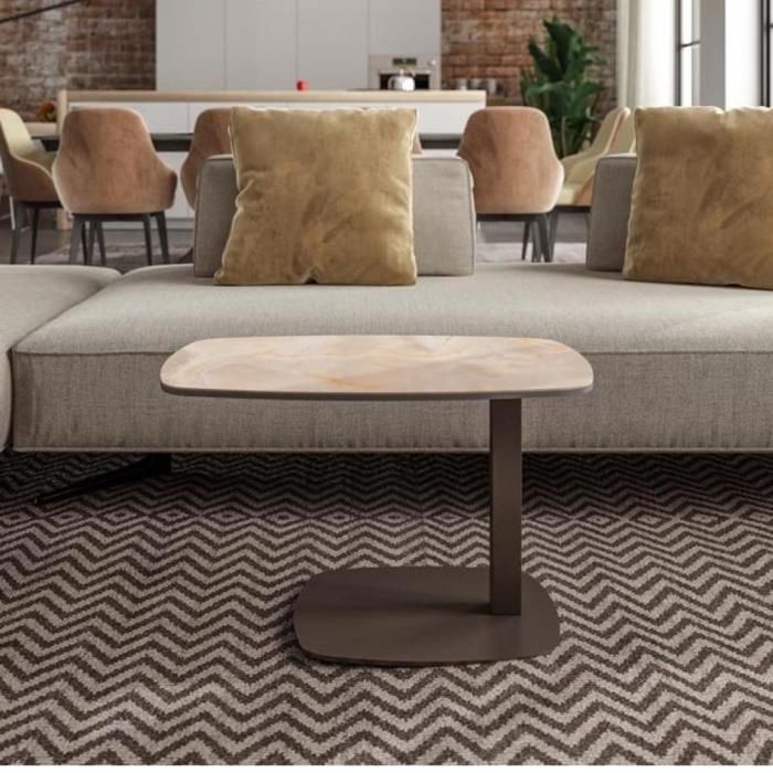 Ozzio SERVUS Table Dinette en Marbre Calacatta Gold Brillant avec ...