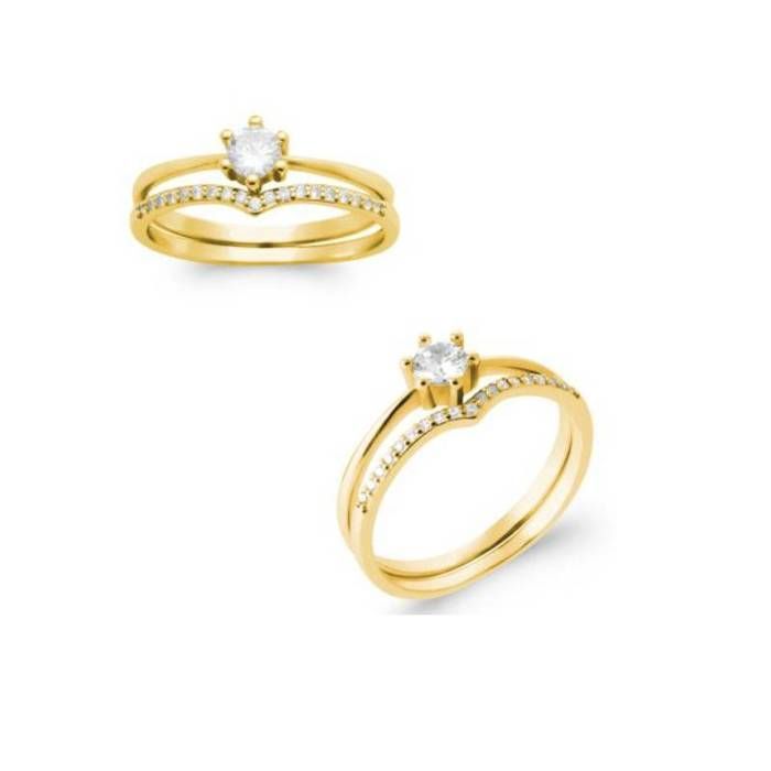 Bague Solitaire En Zirconium Cubique - Plaqué Or 18 Carats (750 Millièmes), Taille Au Choix, Blanc