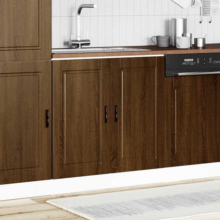 Armoire de cuisine - STAR - Meuble bas pour évier Porto - chêne marron bois ingénierie LL634
