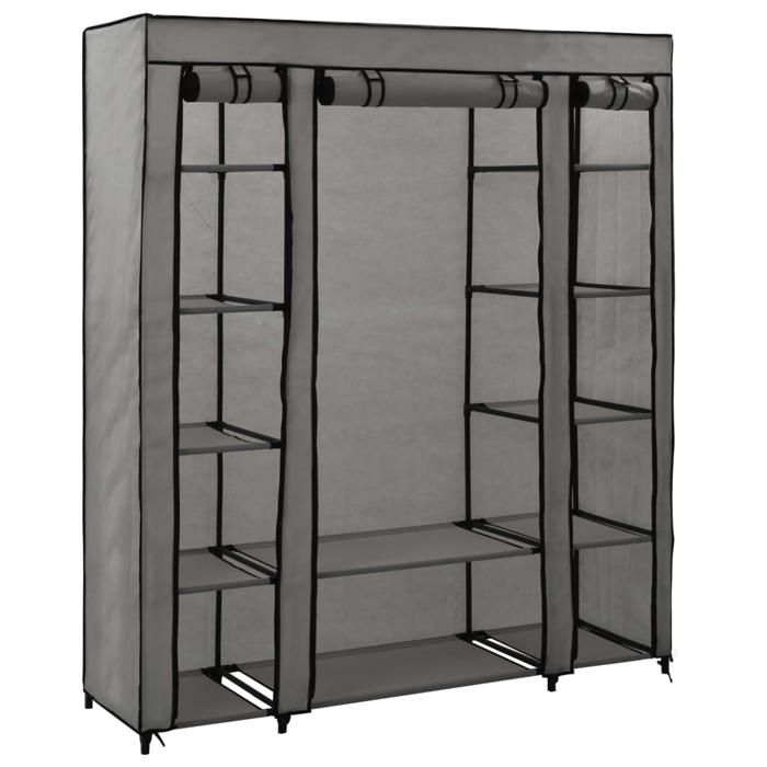 SALE 2025Placard de Chambre - Armoire avec compartiments et tiges Gris 150x45x176 cm Tissu535 Kg 1617