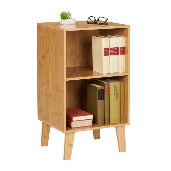 Relaxdays Petite bibliothèque meuble de rangement HxLxP : env. 70 x 40 x 35 cm 2 compartiments réglables nature