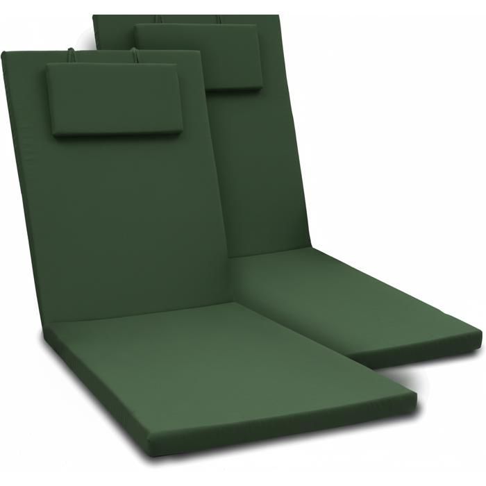 Set de 2 chaises longues de jardin Loft RL 200x60x5cm vert foncé Set de 2 chaises longues de jardin Loft RL 200x60x5cm vert foncé