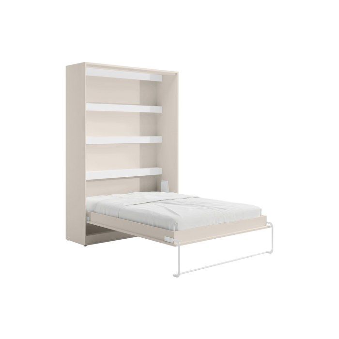 Lit escamotable 140 x 200 cm - Ouverture verticale manuelle - Beige - RAPILI
