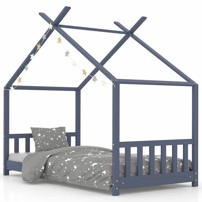 Lit Jeune - VIDAXL - Contemporain - Bois de pin massif - 80x160 cm - Gris