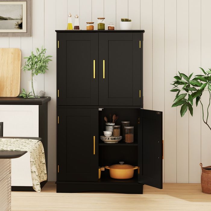 GIANTEX Buffet de Cuisine-Armoire de Rangement de Salle de Bain-4 Portes-Étagère Réglables-Salon Salle à Manger-60x30x110cm-Noir GIANTEX Buffet de Cuisine-Armoire de Rangement de Salle de Bain-4 Portes-Étagère Réglables-Salon Salle à Manger-60x30x110cm-Noir