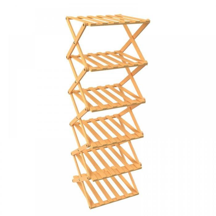 JEOBEST Étagère à Chaussures Étroites en Bambou Rangement pour Chaussures à 6 Niveaux pour couloirs halls dentrée salons